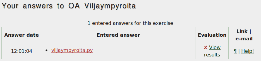 Page containing old answers