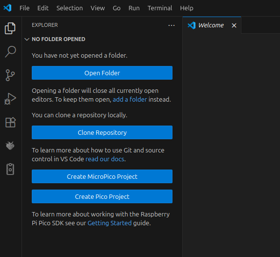 "VSCode Welcome Screen"