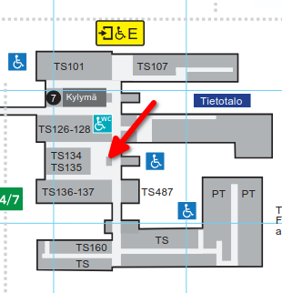 Kartta, joka osoittaa tietotalon toisen aulan sijainnin